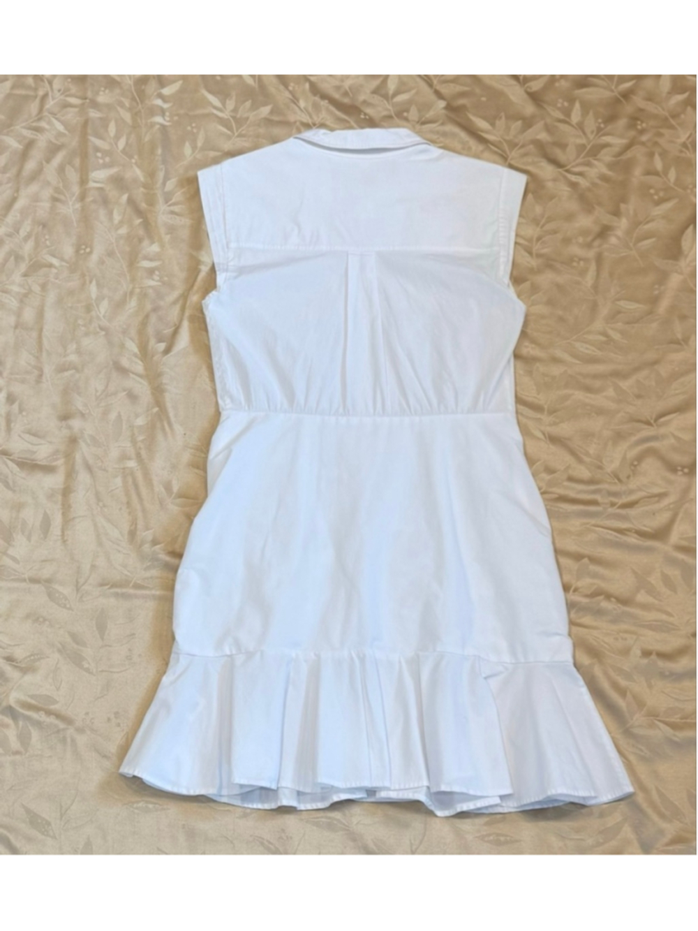 Veronica Beard Ruched Shirt Dress with Ruffle Hem, Off White - Picture 4 of 8